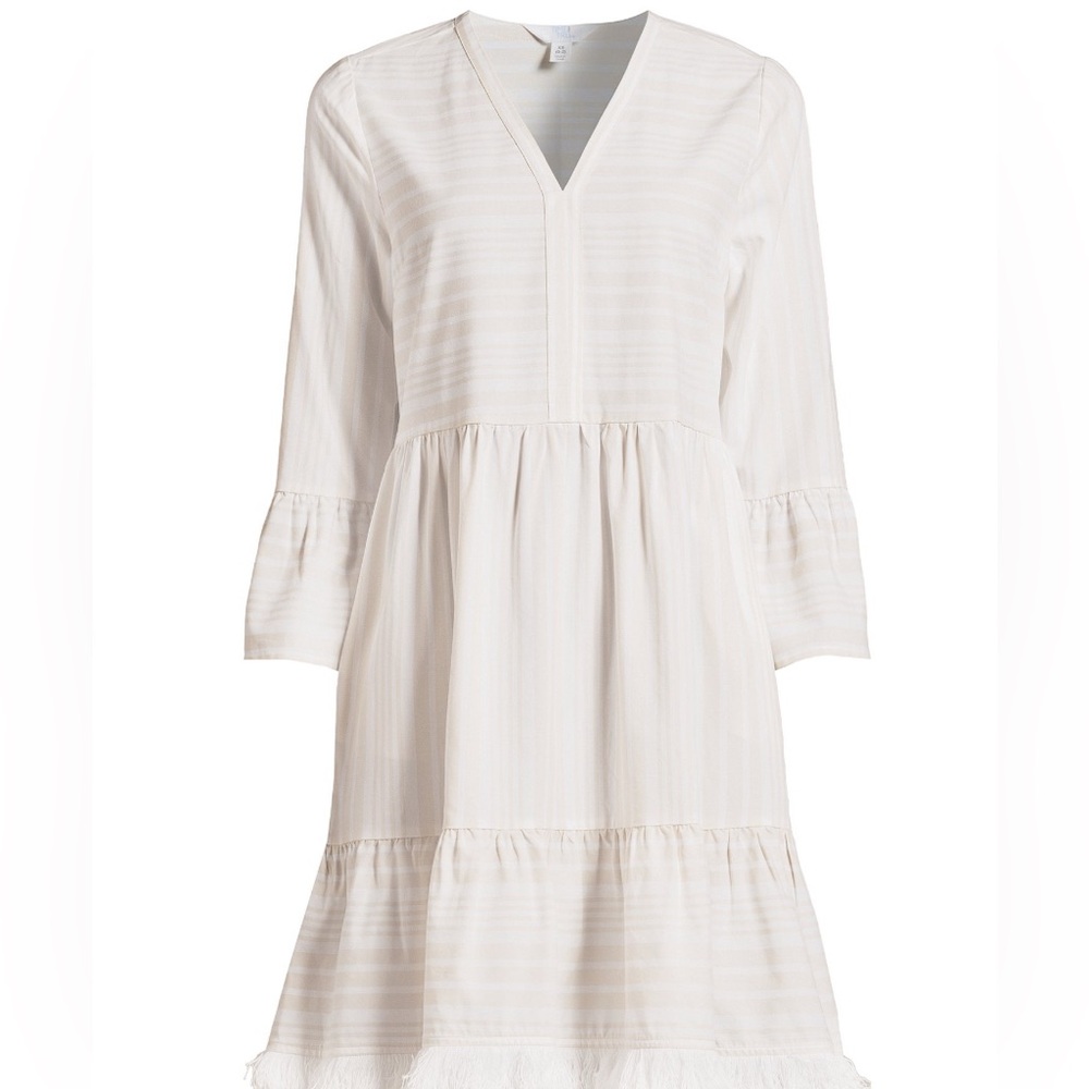 Time and Tru A-Line Fringe Dress in Papyrus Beige Size M 8-10 NWT